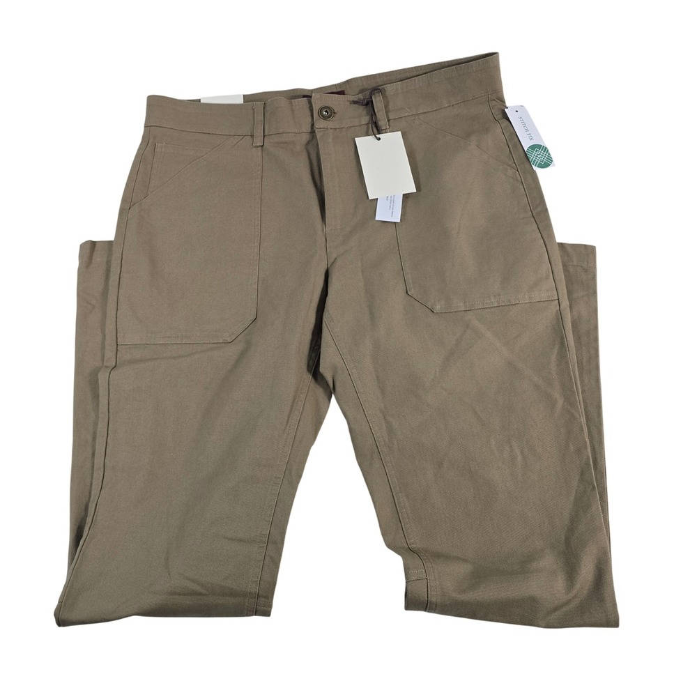 Alesbury‎ Mens Tan Slim Fit Chinos Pants Size 35x34 Flat Front Workwear